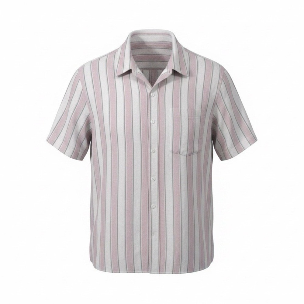 American Eagle Mens XXL Striped Short Sleeve Point Collar Button-Up Pockets - Picture 1 of 7